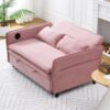 Contemporary Letter Striped Fabric Multi Functional Sofa Bed With Adjustable Armrests And Backrests - Pink - Image 10