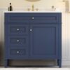 Bathroom Vanity With Top Sink, Modern Bathroom Storage Cabinet, 2 Drawers And A Tip-Out Drawer, Single Sink Bathroom Vanity - Blue - Image 20