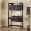 Transitional Reeded Desk With Hutch And Drawers Plus Tech Management - Black - Image 5