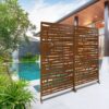 Outdoor & Indoor Metal Privacy Screen 76" H×48" W, Freestanding Decorative Screen For Deck Balcony Patio - Brown - Image 13