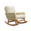 Contemporary Minimalist Wicker Rocking Chair Set With Soft Polyester Cushions And Durable Wooden Frame For Indoor And Outdoor Spaces - Ivory - Image 11