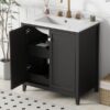 Freestanding Bathroom Vanity Combo With Ceramic Sink Shaker Style Vanities 2 Doors And 2 Drawers - Black - Image 5