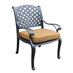 Castle Rock Collection Dining Arm Chair With Cushion, Weather Resistant - Antique Brown