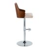 Ariana - Mid-Century Modern Adjustable Barstool Stool With Swivel With Rounded T Footrest (Set of 2) - Chrome / Walnut / Beige - Image 3