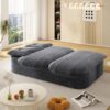 2 In 1 Foldable Sofa Plush Corduroy Sofa Convertible Floor Sofa Bed Deep Seating With Multi Functional Blanket Suitable For Living Rooms - Dark Gray - Image 4