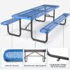 Expanded Metal Rectangular Picnic Table - Blue - Image 2