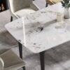 70.87" Modern Artificial Stone Pandora White Curved Black Metal Leg Dining Table - Antique White - Image 10