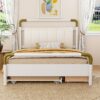 Queen Size Storage Platform Bed, With 2 Big Drawers, Twin Long Size Trundle - White - Image 12