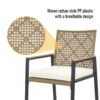 All Weather Patio Dining Table Set With Top And Umbrella Hole - Rattan Outdoor Furniture - Yellow - Image 8