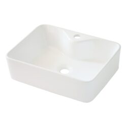 Modern Rectangular Vessel Sink Stain Resistant Porcelain Bathroom Vanity Basin European Glossy Above Counter Design - White