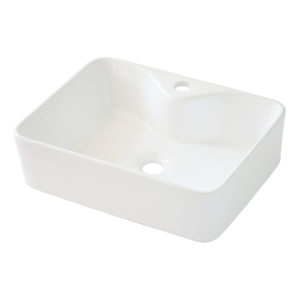 Modern Rectangular Vessel Sink Stain Resistant Porcelain Bathroom Vanity Basin European Glossy Above Counter Design - White