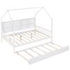 Full Size House Bed With Trundle, Kids Bed With Shelf - White - Image 15