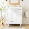 Solid Wood And 24" Bathroom Vanity With Sink, Deep Drawer, Door Shelf, 2 Tier Basket - White - Image 5