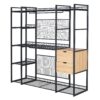 Open Style Wardrobe With Hanging Rails, Shelves And Drawers - Black - Image 6