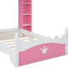 Castle Shaped Bed With Storage Shelf, Dreamy Twin Size Platform Bed For Kids Bedroom - Pink / White - Image 6