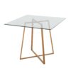 Cosmo - Contemporary Square Dining Table With Natural Legs - Clear - Image 3