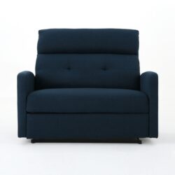 Alma - Contemporary Upholstered Loveseat Recliner - Navy Blue
