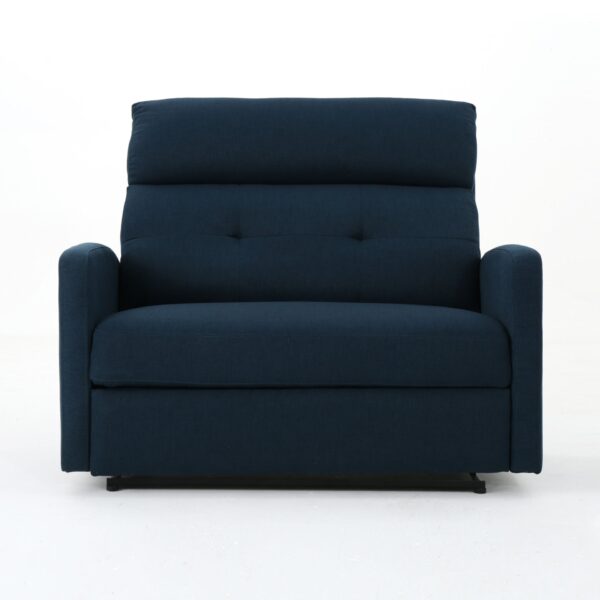 Alma - Contemporary Upholstered Loveseat Recliner - Navy Blue