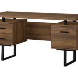 Computer Desk For Home Office, Laptop, Left, Right Set - Up, Storage Drawers, Contemporary & Modern - Walnut