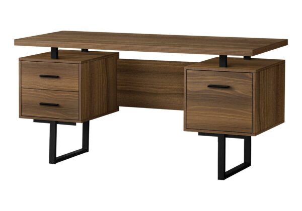 Computer Desk For Home Office, Laptop, Left, Right Set - Up, Storage Drawers, Contemporary & Modern - Walnut