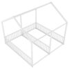 Metal Twin Size House Platform Beds 2 Shared Beds - Antique White - Image 8