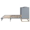 Queen Murphy Bed With Frosted Glass Doors Design, Fake Drawers, Metal Legs - Gray - Image 5