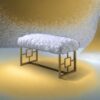 Bagley II - Bench Faux Fur - White / Gold - Image 6