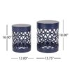 Delight - Powder Coated Iron End Table, (Set of 2) - Navy Blue - Image 3