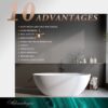 Solid Surface Matte Tub, Solid Surface Soaking Tub, Stone Resin Freestanding Bathtub, Thick Edge Stand Alone Tubs With Overflow, Pop-Up Drain (Oval) - Matte White - Image 4