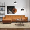 Allison - Left Facing Leather Sectional Sofa - Tan - Image 5