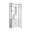 Six Shelf Modern Bookcase With Two Door Storage Cabinet With Two Shelves - White / Black - Image 3
