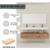 Contemporary Wall Mounted Bathroom Vanity With Dual Resin Sink And Soft Close Drawer - Imitative Oak - Image 10