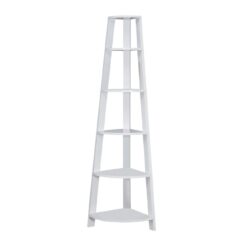 Bookshelf, Bookcase, Etagere, Corner, 5 Tier, For Office, Contemporary & Modern - White