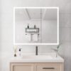Bathroom Medicine Cabinet With Lights, LED Medicine Cabinet With Mirror, Double Door Lighted Medicine Cabinet With Defogger, Dimmer, Clock & Temp Display, 2 Outlets & USB Ports - Silver - Image 5