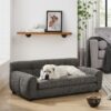 Modern Dark Pet Sofa With Backrest And Armrests Linen Fabric, For Small And Medium Dogs - Dark Gray - Image 6