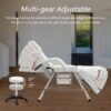 Massage Salon Tattoo Chair With Two Trays Esthetician Bed With Hydraulic Stool, Multi-Purpose 3-Section Facial Bed Table, Adjustable Beauty Barber Spa Beauty Equipment - White - Image 6