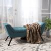 Modern Fabric Bench With Padded Seat And Wide U Shape Design - Teal - Image 2