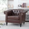 1 Seater Aesthetic Sofa For Living Room - Brown - Image 3