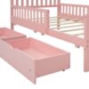 Twin Size Platform Bed With Guardrails On Both Sides And 2 Storage Drawers - Pink - Image 9