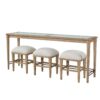 Glass Console Table With 3 Stools - Frosted - Image 3
