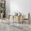 Glass Top Oval Dining Table With Gold Stainless Steel Base For 8 Seats - Gold / Black - Image 5