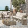 Everly - Frame Barrel Deep Seating Patio Loveseat Sofa Axroma Olefin - Oat Beige - Image 7