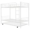 Twin Over Twin Bunk Bed With Trundle, Can Be Divided Into Two Beds, No Box Spring Needed - White - Image 4