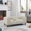 Modern Rectangular Pet Sofa With Backrest And Armrests, Soft Cushion For Small And Medium Dogs - Beige - Image 3