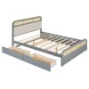 Queen Size Platform Bed With Trundle And 2 Drawers - Gray - Image 5