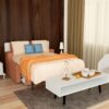 Morden Deisgn Vertical Murphy Bed With Sofa For Bedroom Or Guestroom White Wall Bed Space Saving Hidden Bed With New Style Gas Struts - Orange - Image 5