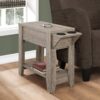 Accent Side Table, Storage, Lamp, Transitional - Taupe - Image 4