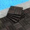 Acacia Wood Interlocking Deck Tiles Checker Pattern Outdoor Flooring - Dark Brown - Image 16