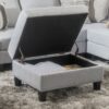 Contemporary Storage Ottoman With Tufted Waffle Stitching - Light Gray - Image 2