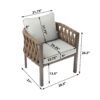 2 Pieces Outdoor Metal Patio Club Chair, Patio Furniture Arm Chair With Cushion, Modern Outdoor Furniture Deep Seating For Porch, Garden, Backyard, Balcony - Brown / Light Gray - Image 3